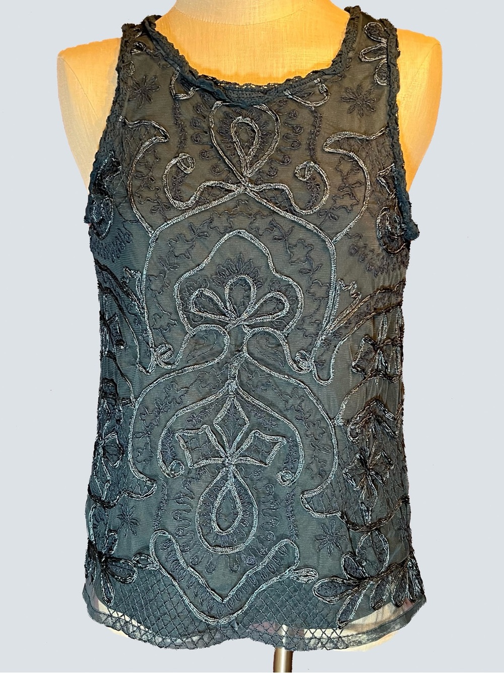 ❤️Sundance Teal Lace Embroidered Tank Blouse